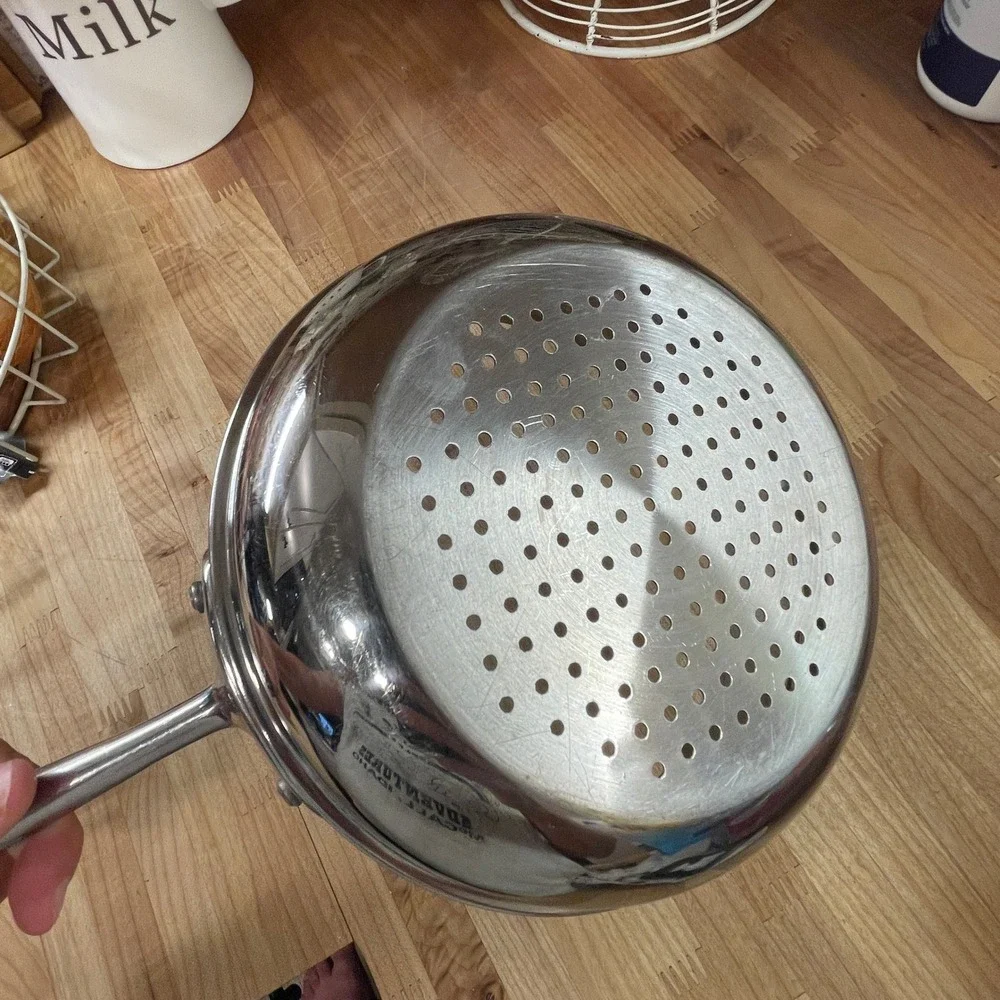 All-Clad Stainless Steel Steamer Basket Insert Perforated Riveted Handle 8in
